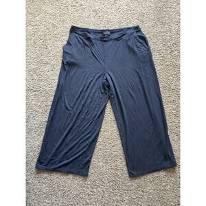 Jjill Petite Large Black Wearever Wide Full Leg Cropped Pull On Pants Slacks